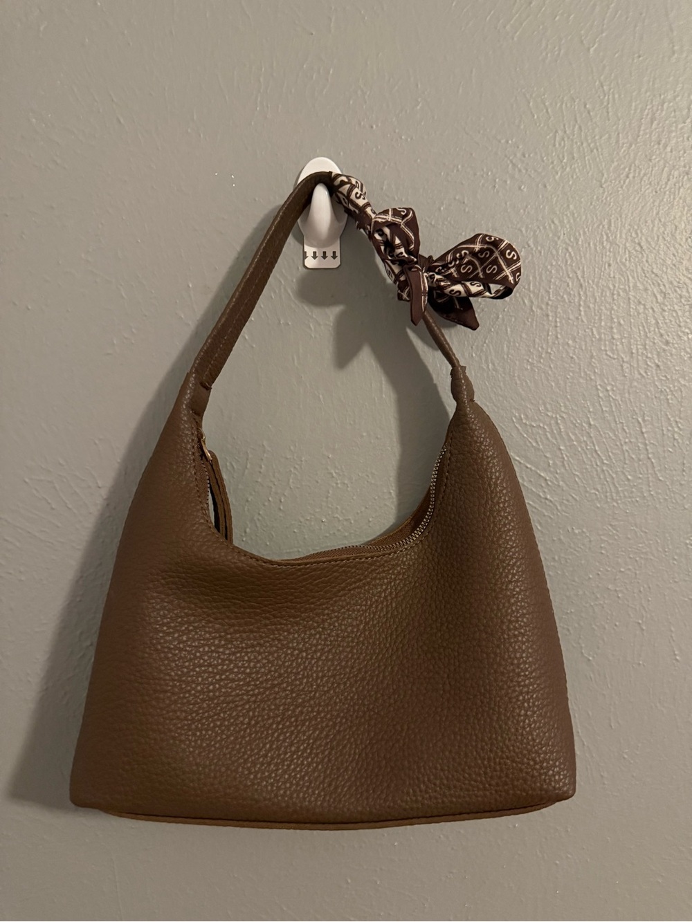 Classic Pebbled Leather Hobo Bag - Brown